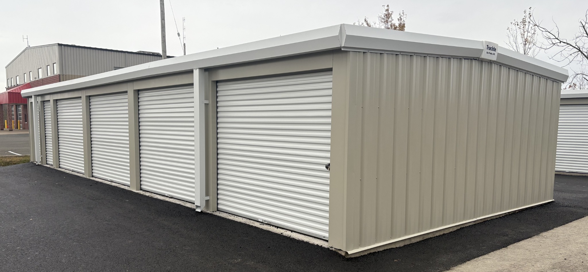 Wide view of DOMTOR Storage drive-up unit building